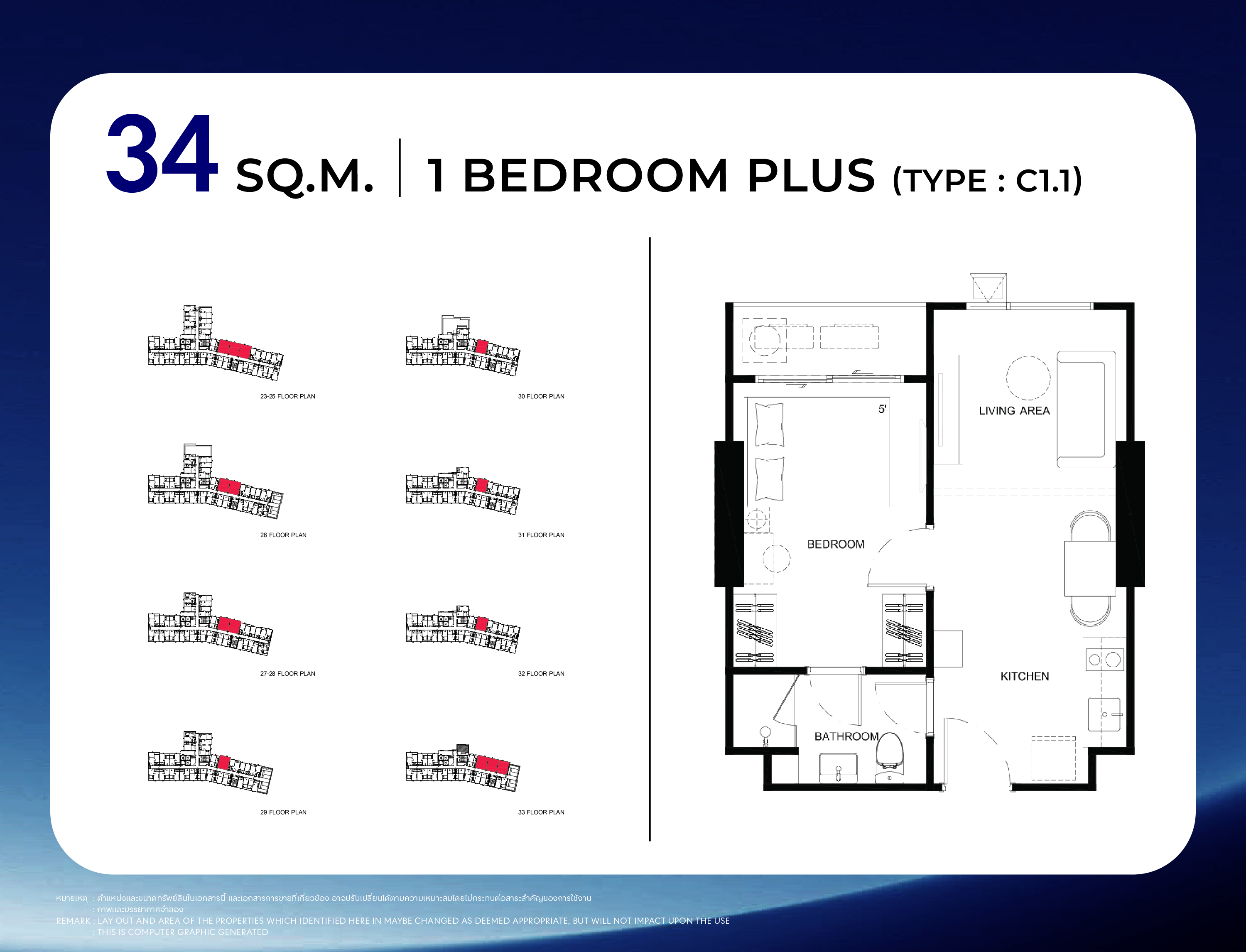 STARVIEW MRT TIWANON — 1 BEDROOM พื้นที่ใช้สอย 33 ตร.ม. (Type B3)