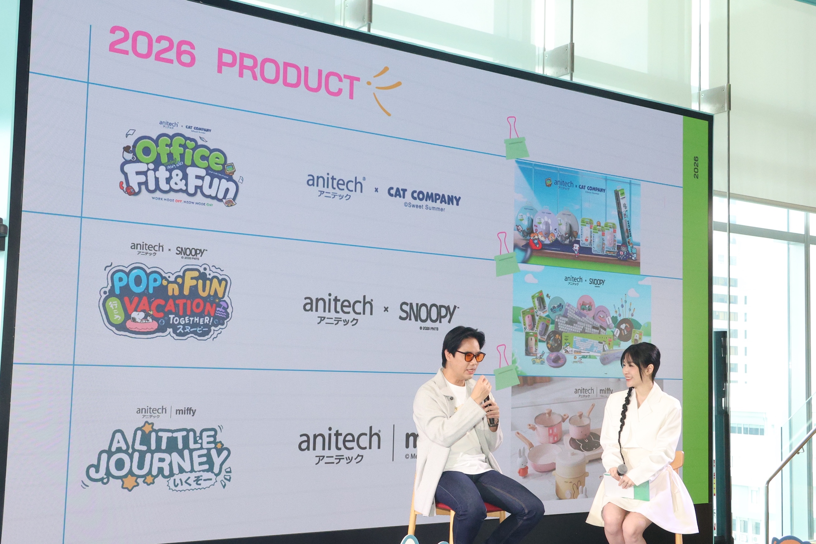สินค้าและคาแรคเตอร์คอลเลกชันของ anitech ในงานแถลงข่าว