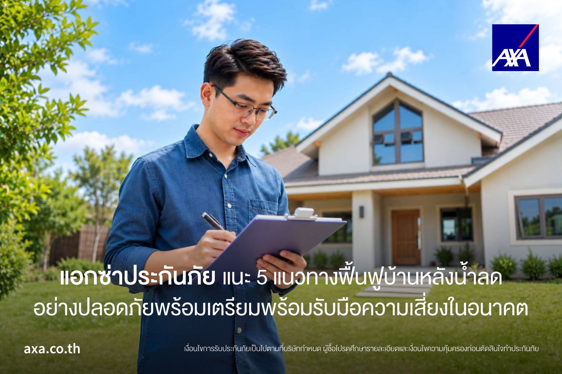 อินโฟกราฟิก 5 แนวทางฟื้นฟูบ้านหลังน้ำลดอย่างปลอดภัยของแอกซ่าประกันภัย