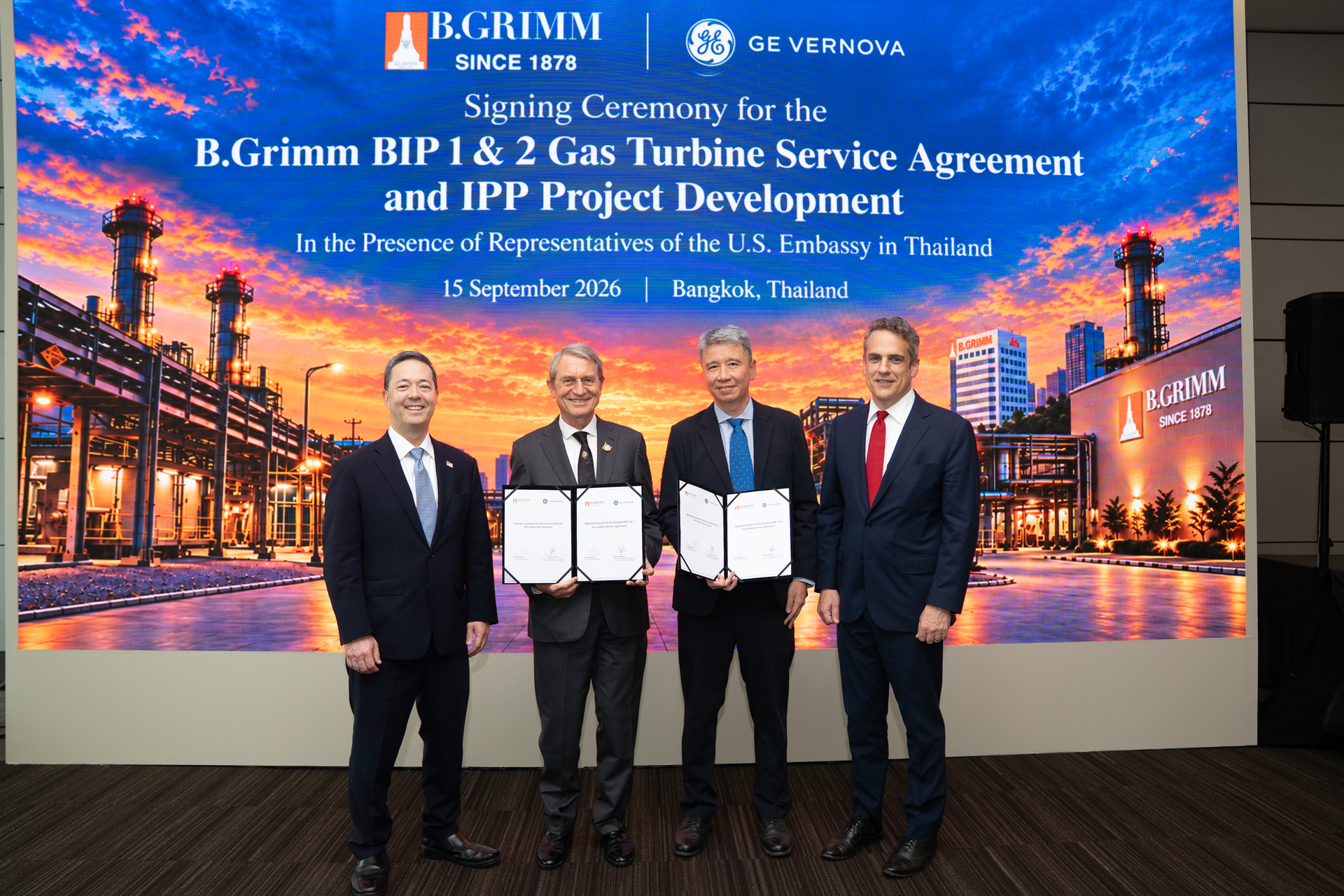 พิธีลงนามความร่วมมือระหว่าง บี.กริม เพาเวอร์ และ GE Vernova ในงาน Gastech 2026