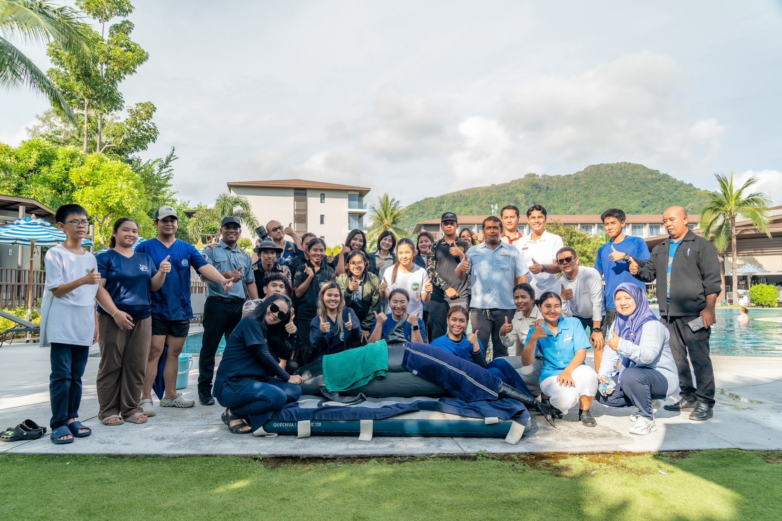 การสาธิตการใช้งานแอปพลิเคชัน BlueQuest ในการแจ้งเหตุ
