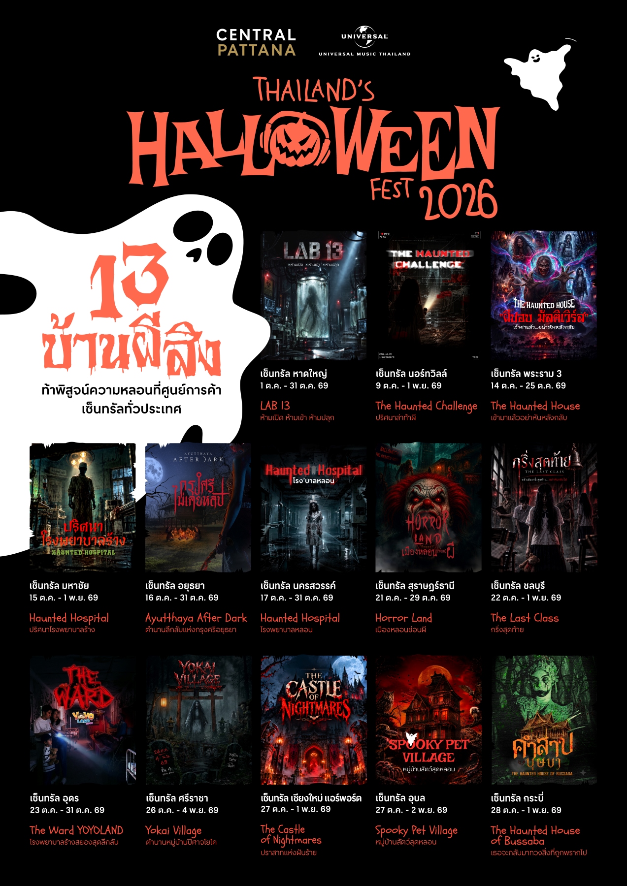 13 บ้านผีสิง 13 สาขา เซ็นทรัลทั่วประเทศ ในเทศกาลฮาโลวีน 2569