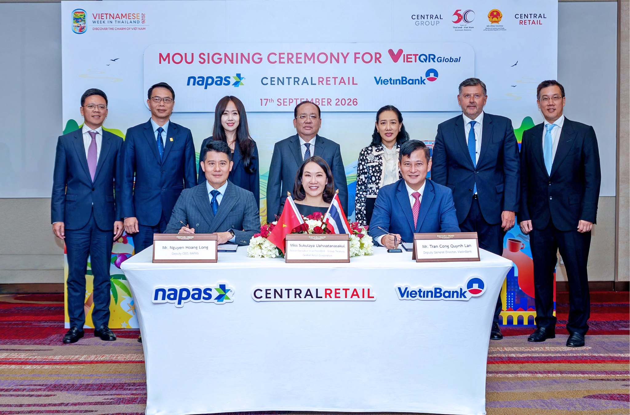 ภาพประกอบข่าวความร่วมมือ VietQR Global ระหว่างเซ็นทรัล รีเทล NAPAS และ VietinBank
