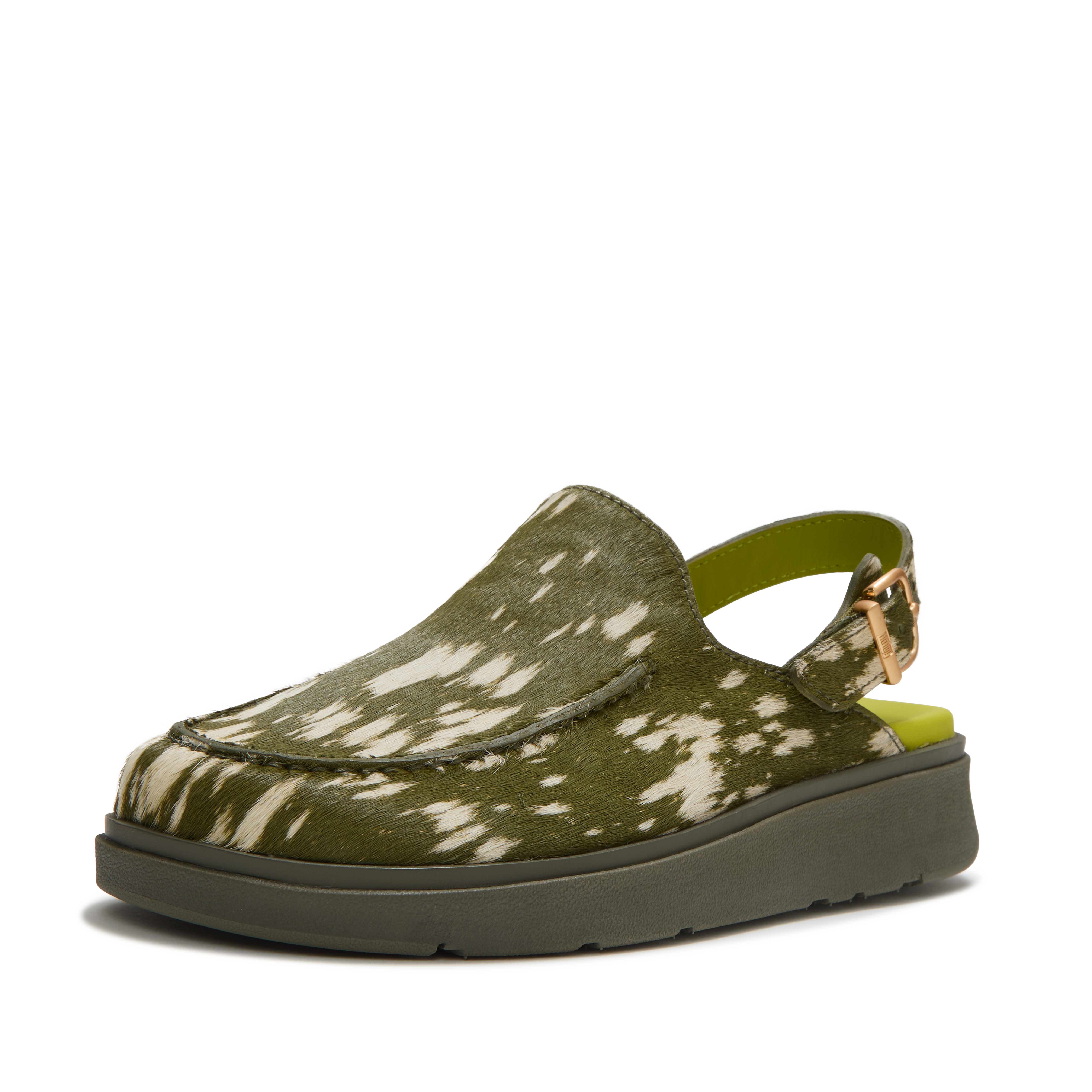 FitFlop x Ester Manas รองเท้าแตะเปิดส้นสีเขียวมะกอก