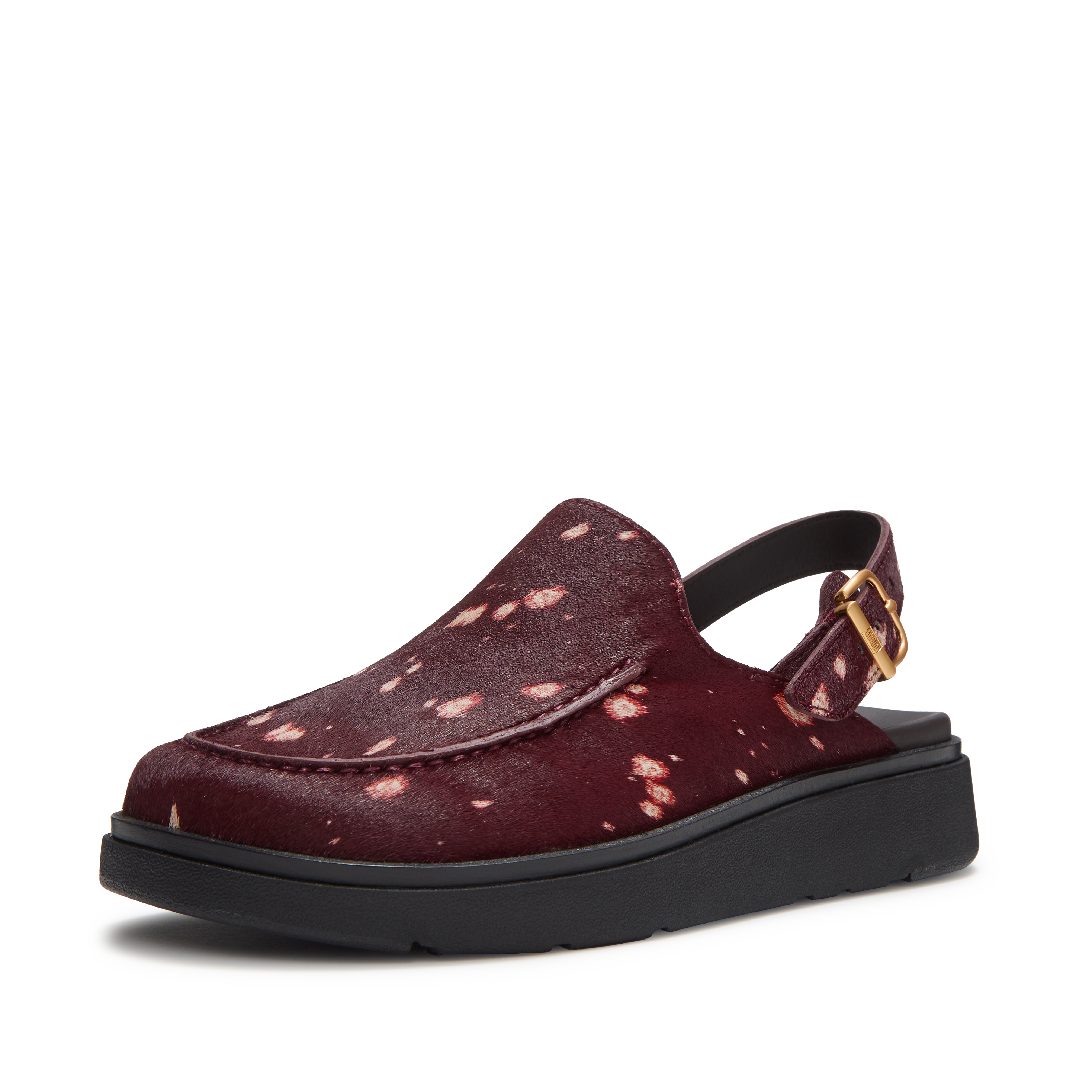 FitFlop x Ester Manas รองเท้าแตะเปิดส้นสีแดงไวน์