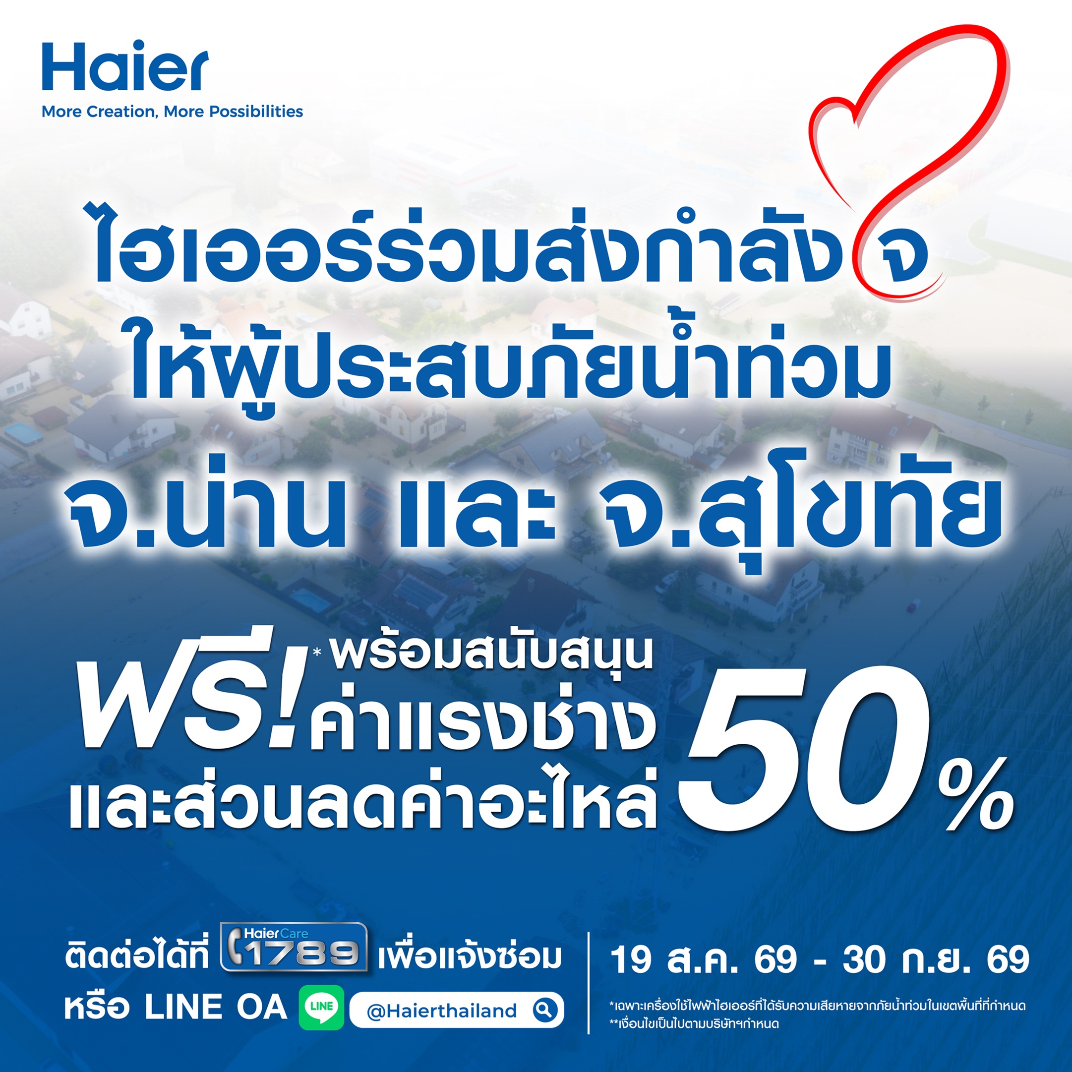 ภาพข่าวไฮเออร์ สานต่อภารกิจฟื้นฟูหลังน้ำลด จ.น่าน–สุโขทัย