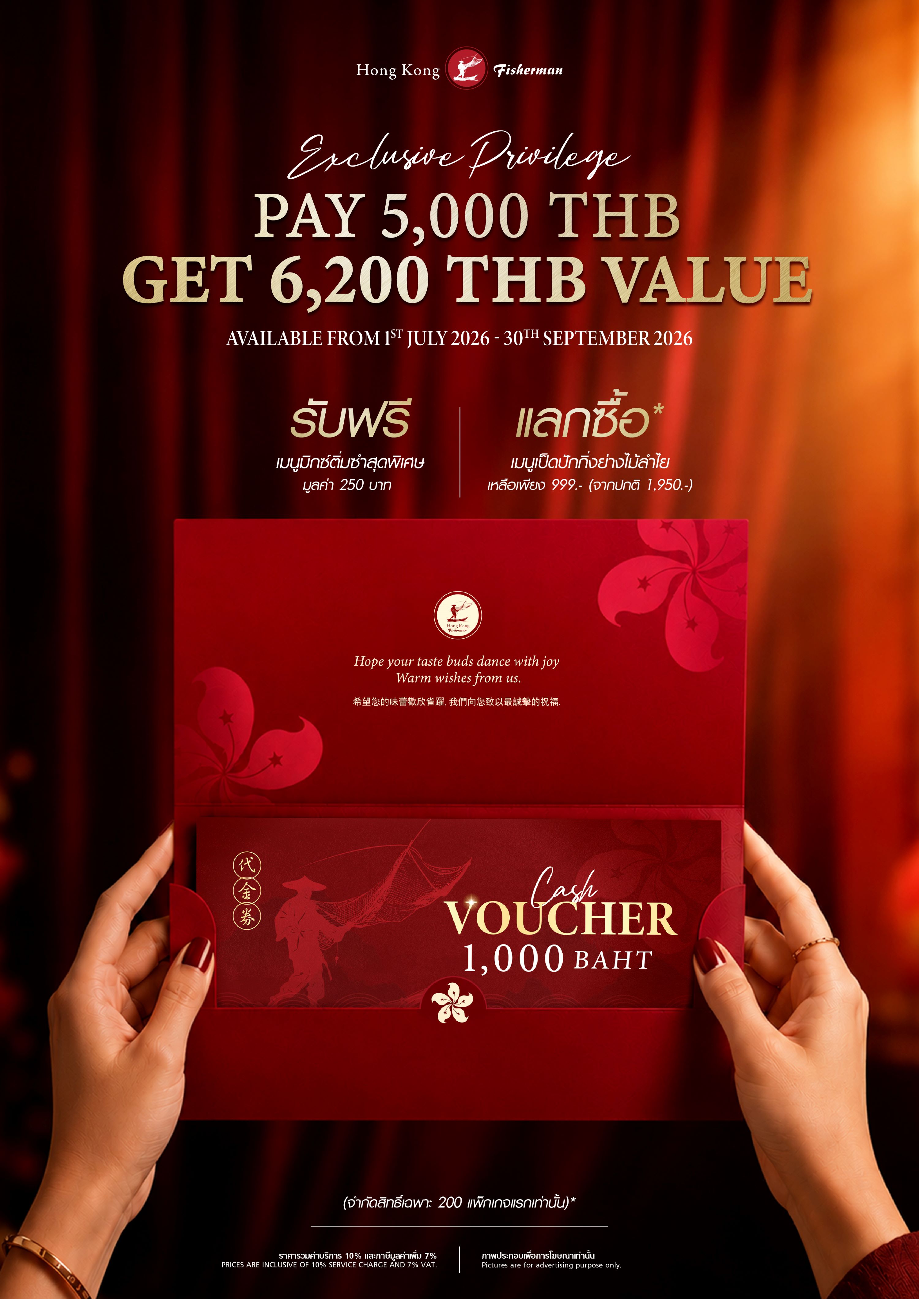 บัตรกำนัลร้านฮ่องกง ฟิชเชอร์แมน ราคา 5,000 บาท