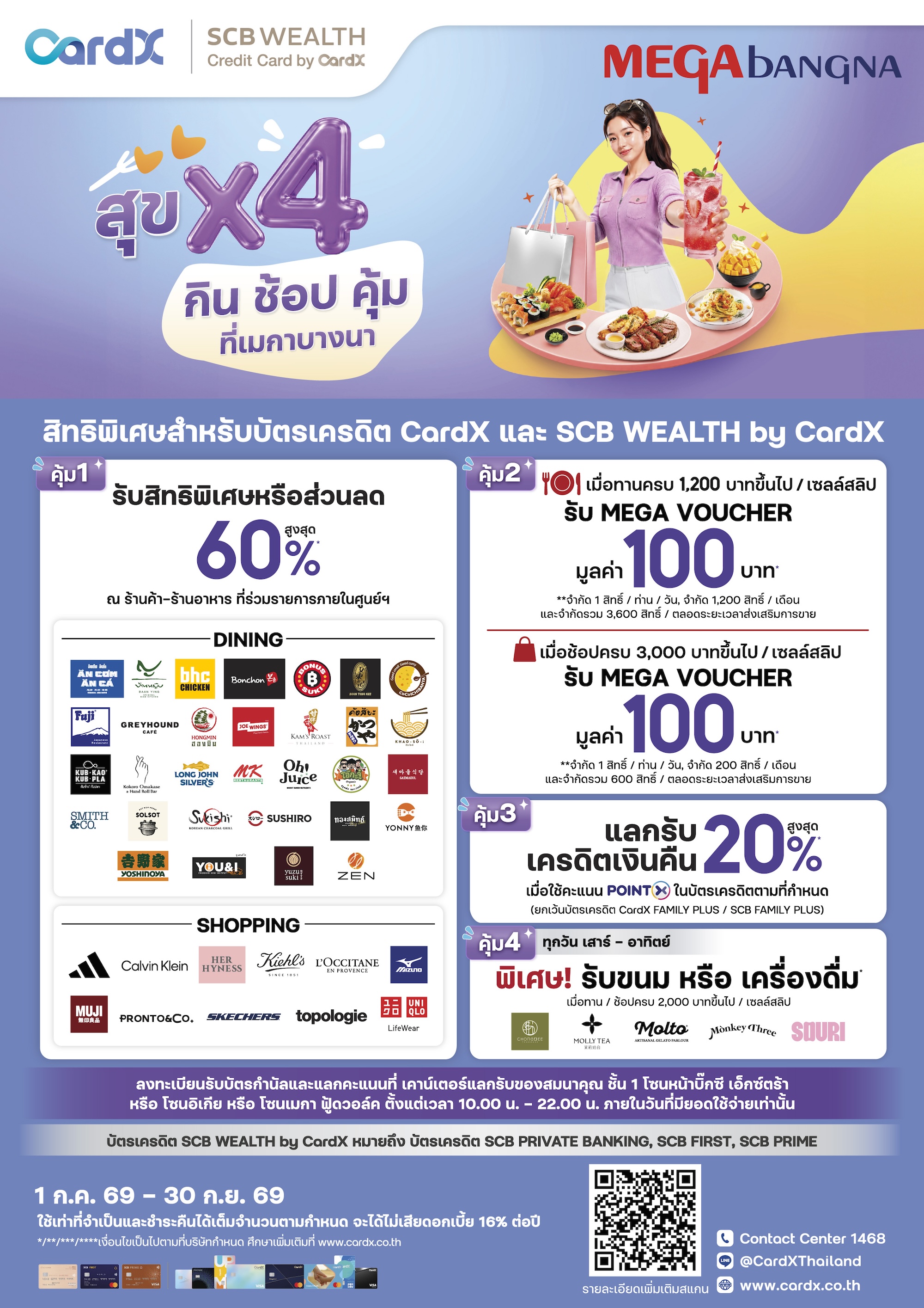 ภาพโปสเตอร์แคมเปญสุข X4 กิน ช้อป คุ้ม ที่เมกาบางนา