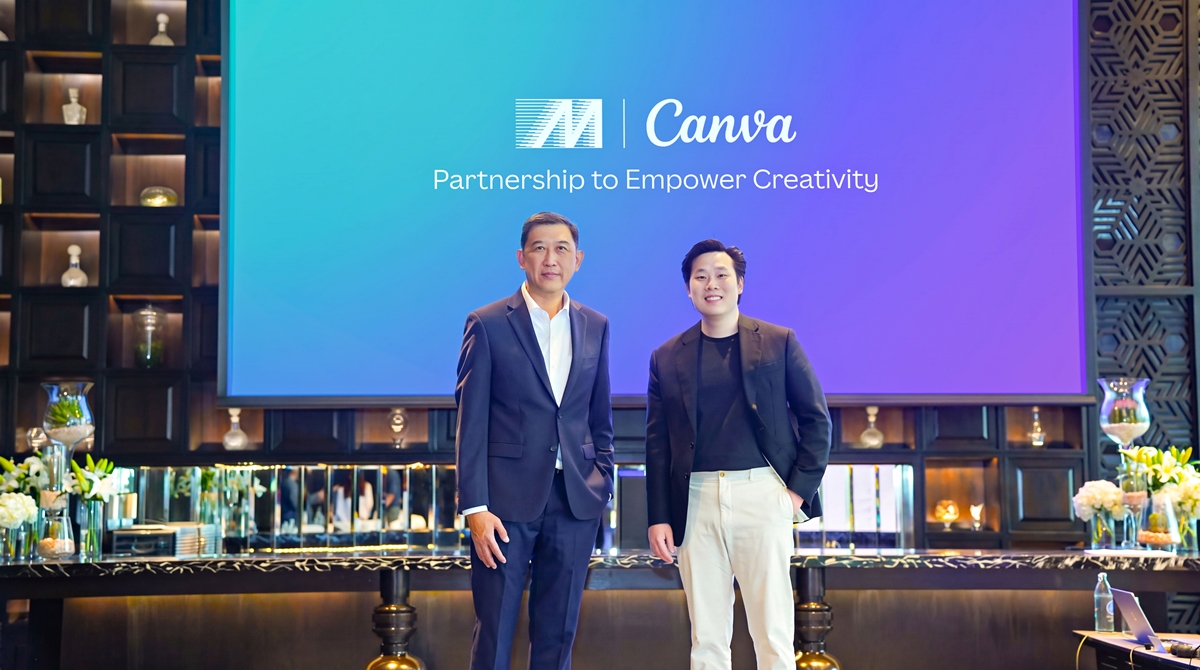 ภาพประกาศความร่วมมือระหว่างเมโทรซิสเต็มส์คอร์ปอเรชั่นและ Canva ในงาน Partnership to Empower Creativity