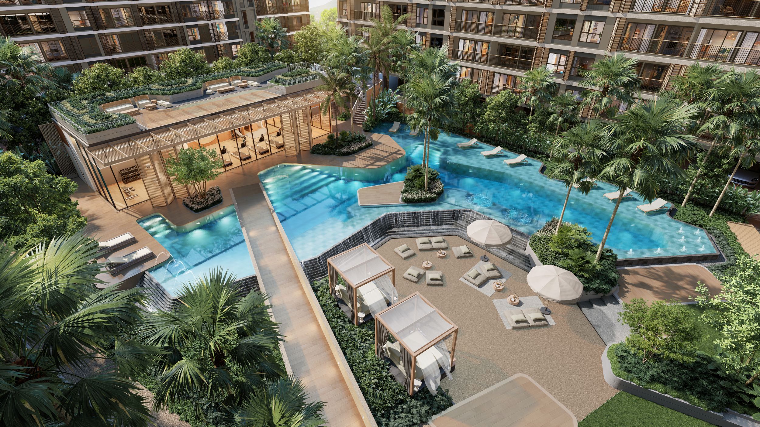 บรรยากาศสระว่ายน้ำของโครงการ SO Origin Bangtao Beach