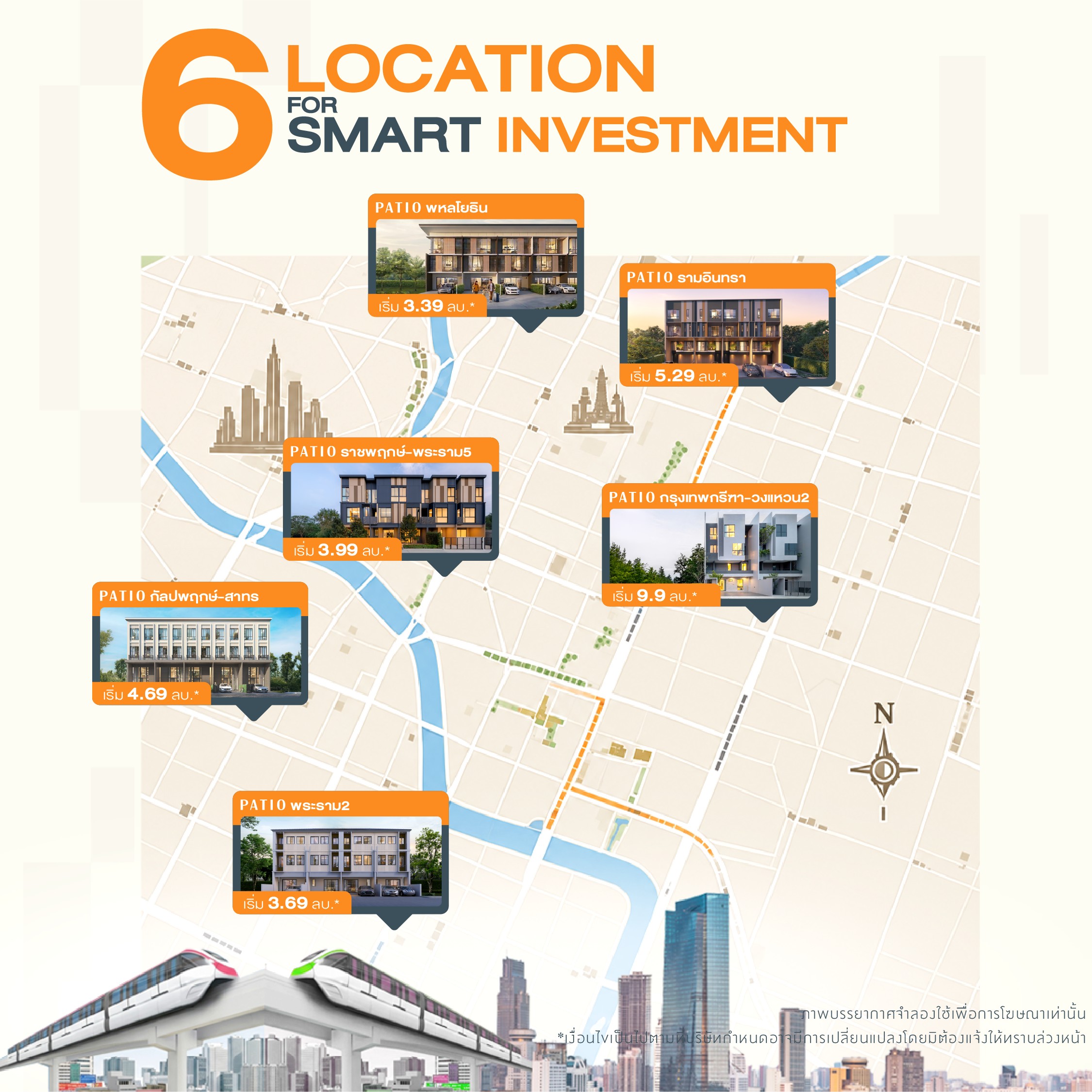รายละเอียดพื้นที่ใช้สอยภายในทาวน์โฮม PATIO