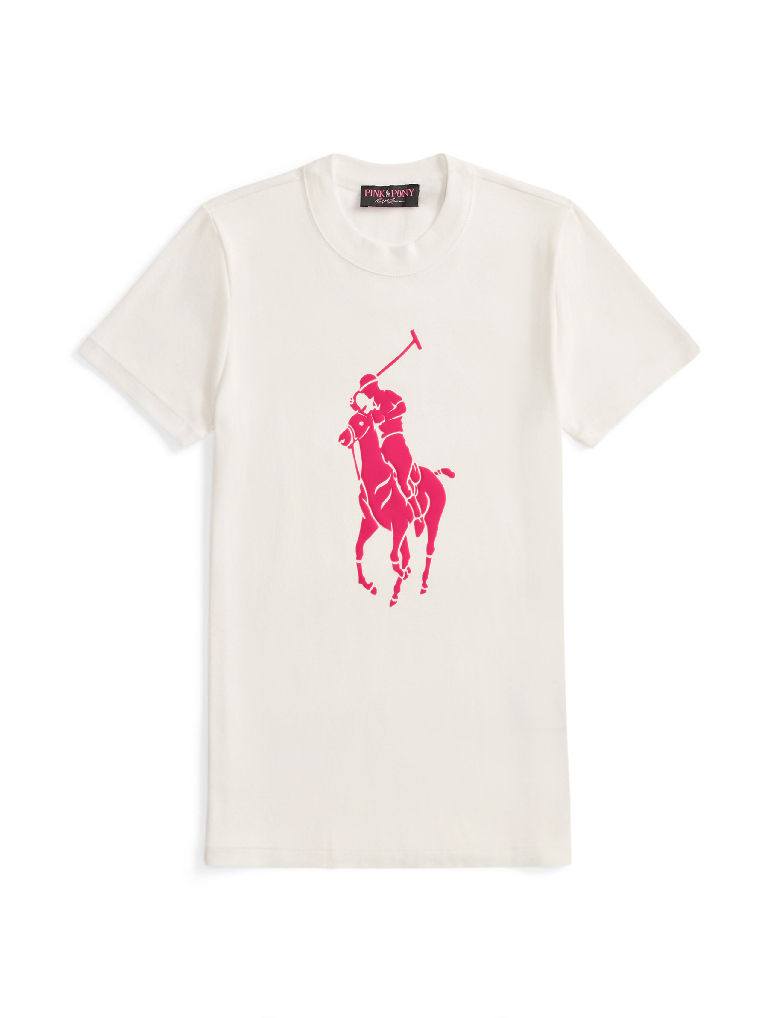 เสื้อยืดคอกลม Cotton Pink Pony สีขาว