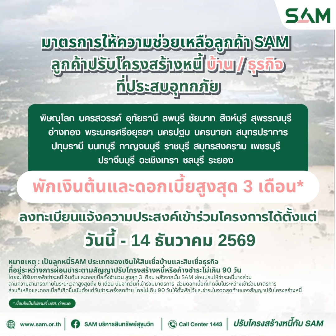 มาตรการช่วยเหลือลูกหนี้จากอุทกภัยของ SAM