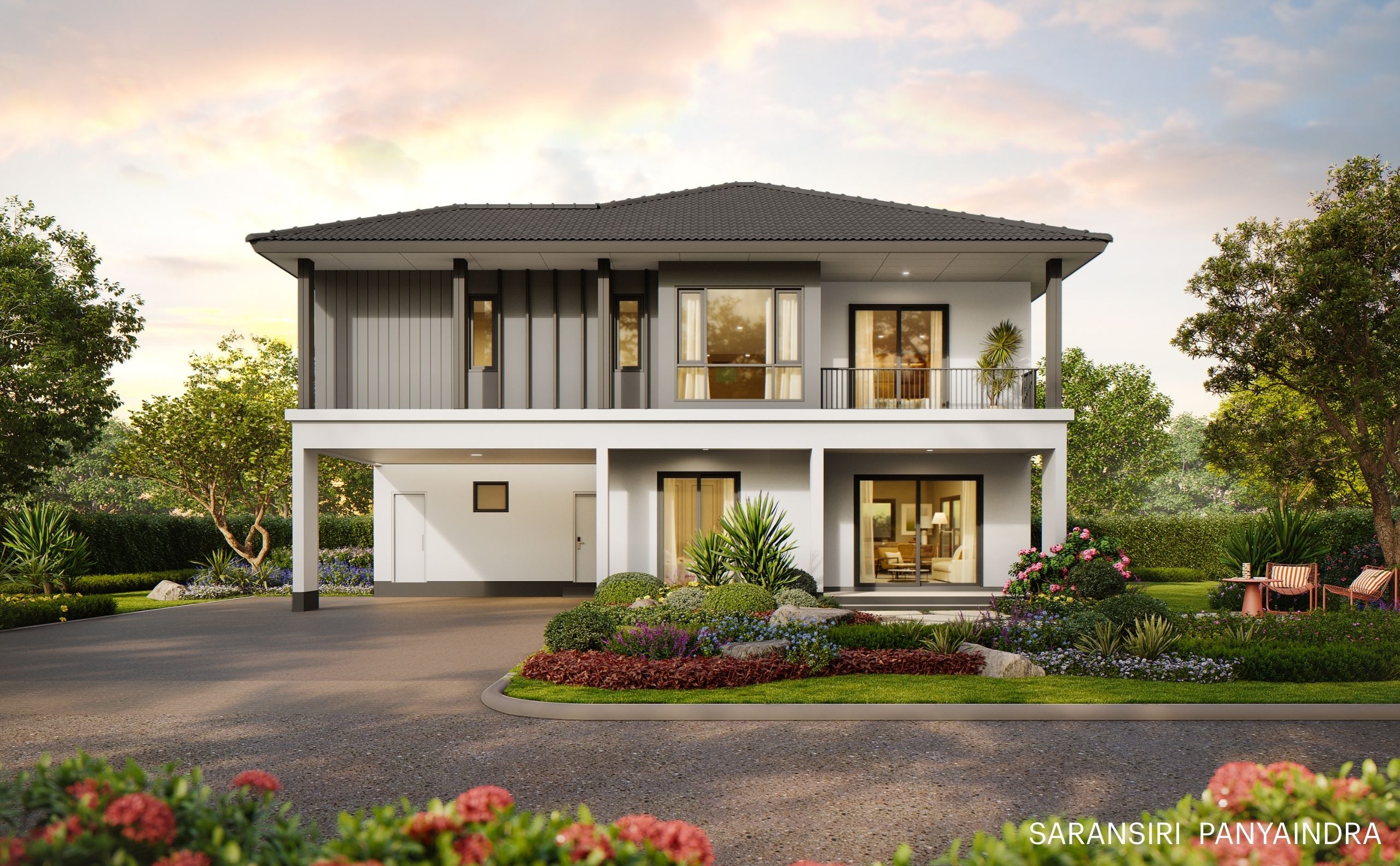 บ้านเดี่ยว สไตล์ Modern Serenity โครงการสราญสิริ ปัญญาอินทรา