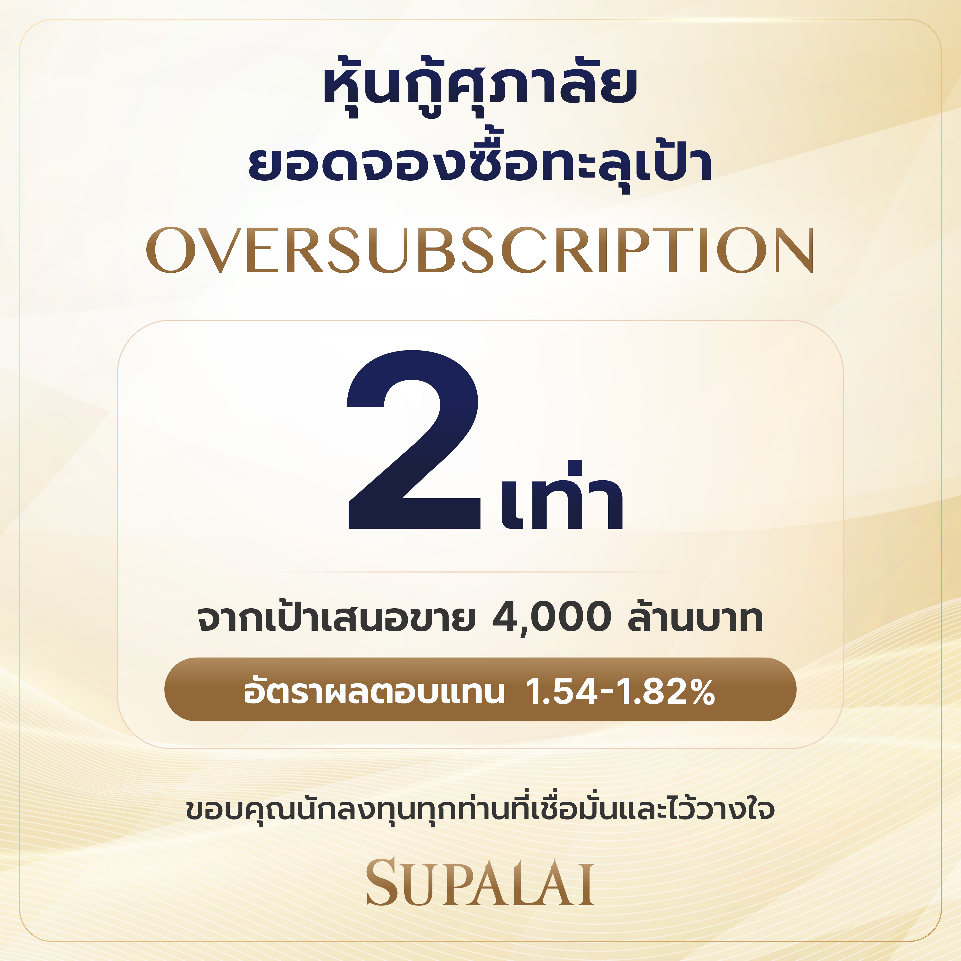 ภาพประกอบหุ้นกู้ศุภาลัย OVERSUBSCRIPTION