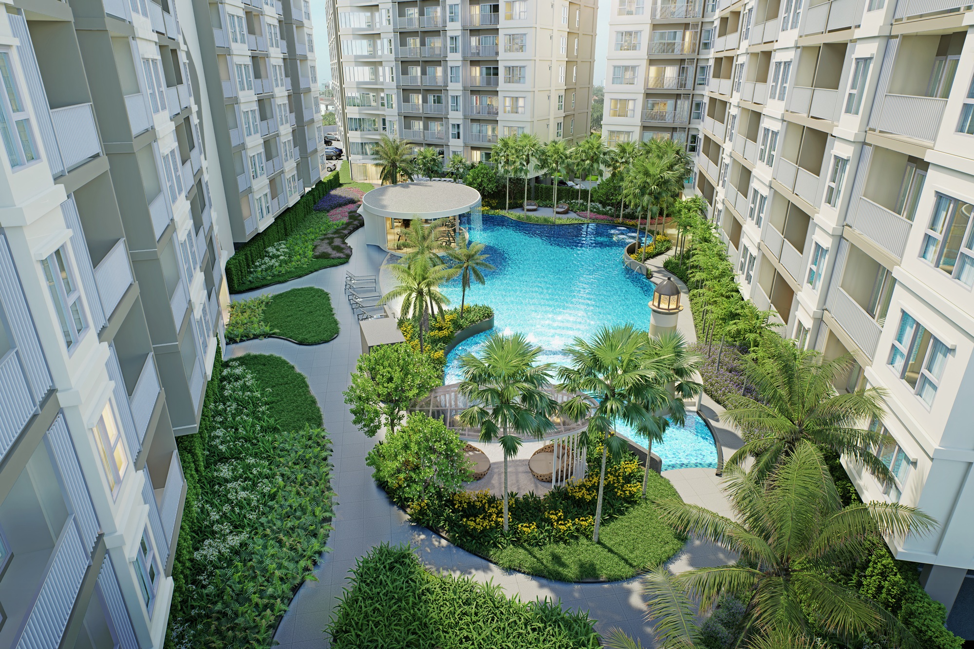 Supalai Sense Pattaya ลานกลางโครงการ