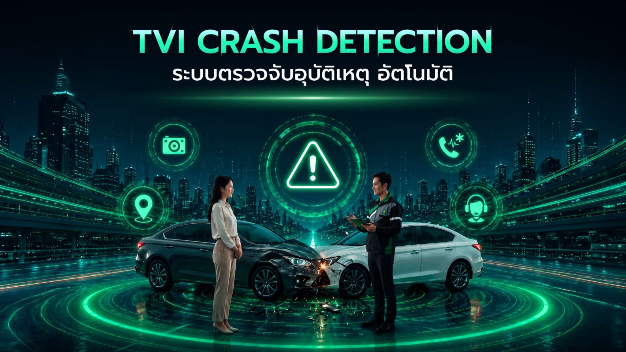 ภาพระบบ Crash Detection ตรวจจับอุบัติเหตุอัตโนมัติของไทยวิวัฒน์